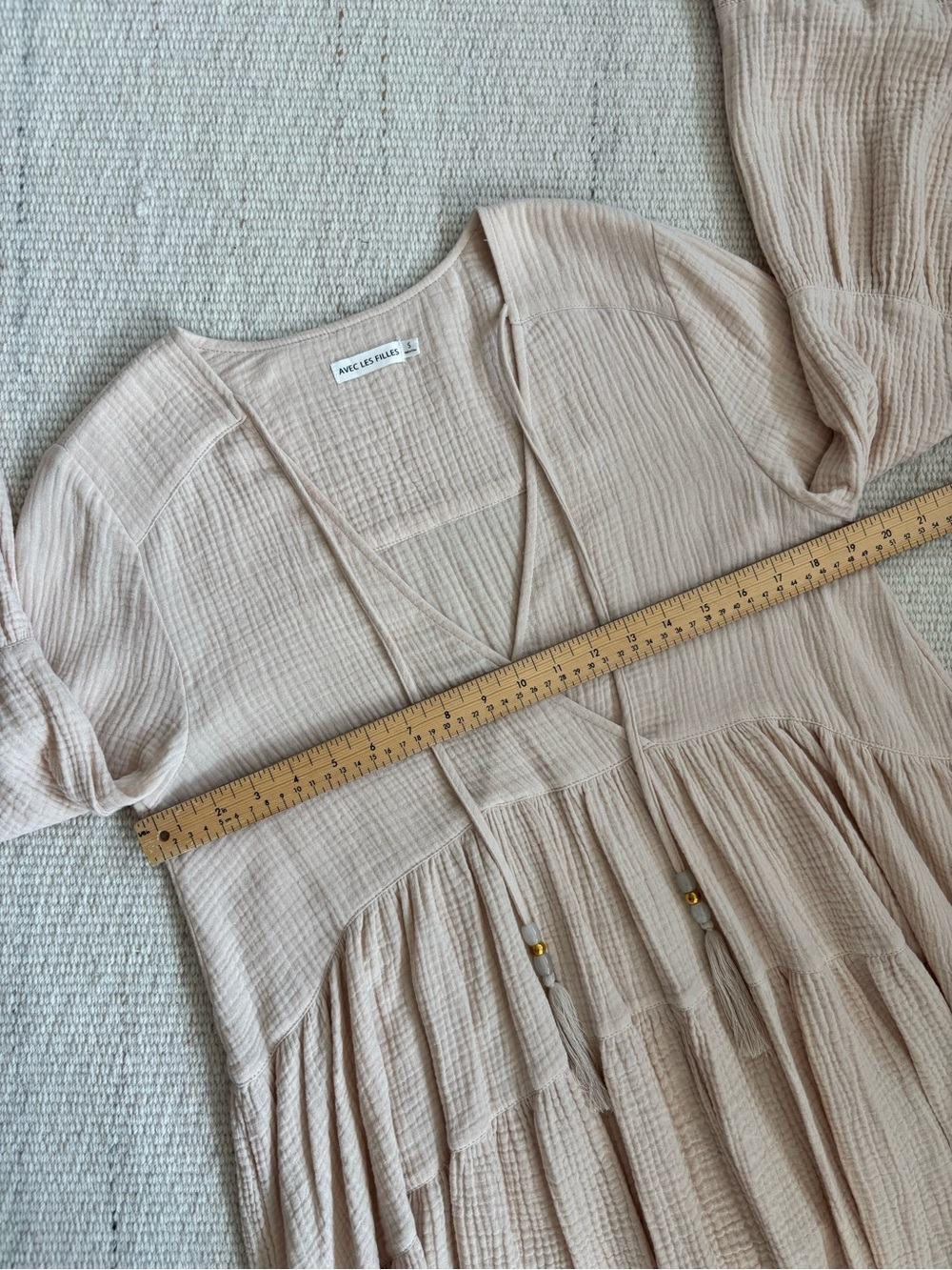 | Avec Les Filles | 100% Cotton Dress with Tassel Tie size Small - Picture 8 of 16